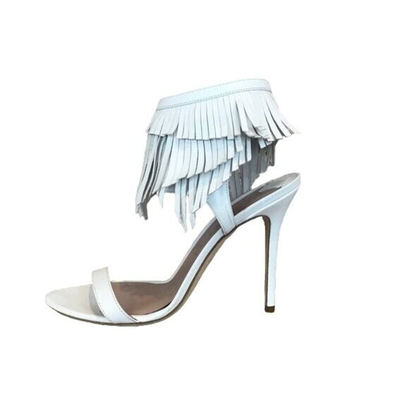 Aperlai 10 White Elise Fringed High Heel Sandals - Picture 4 of 8